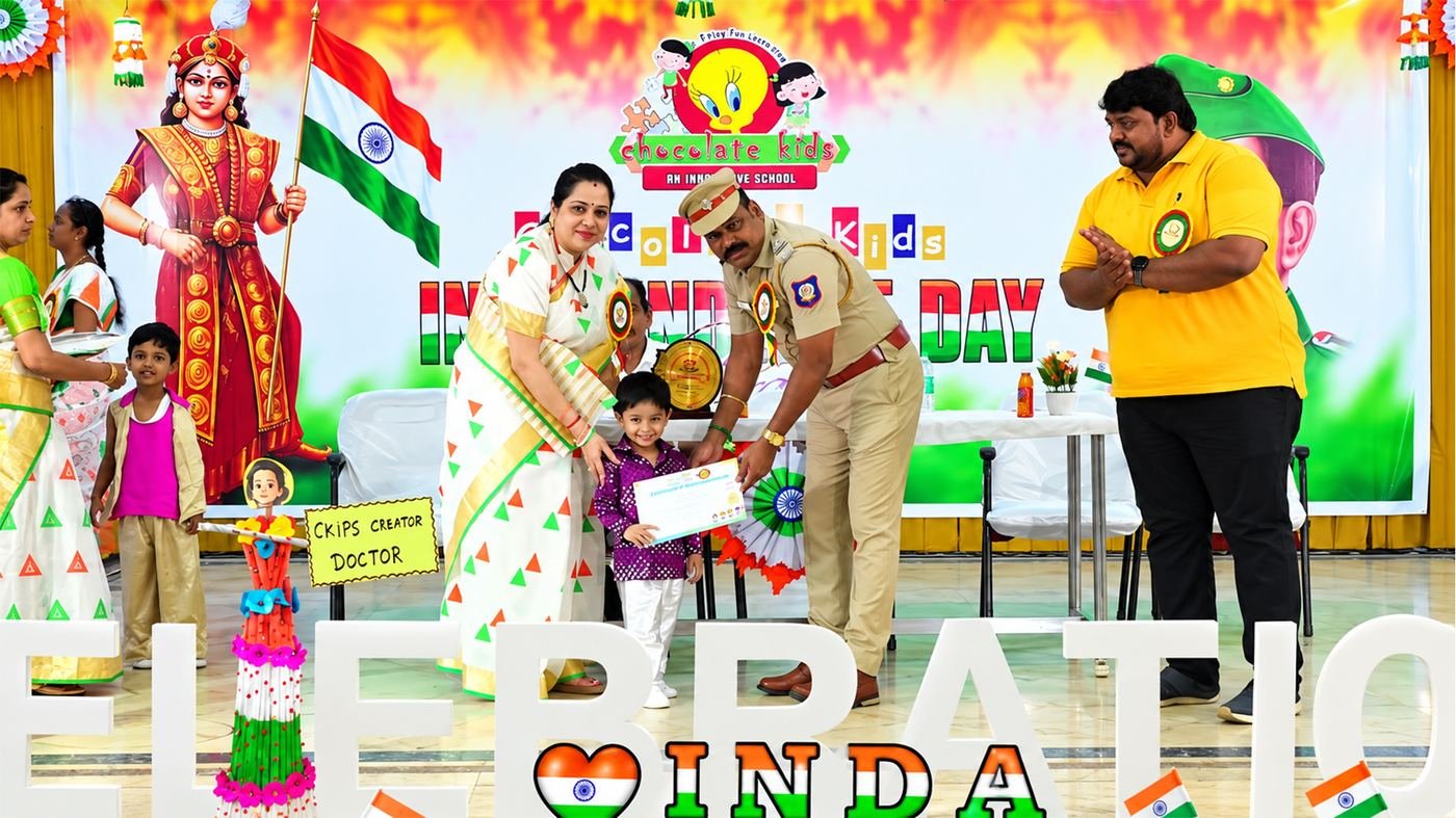 Award ceremony moment at a school celebration